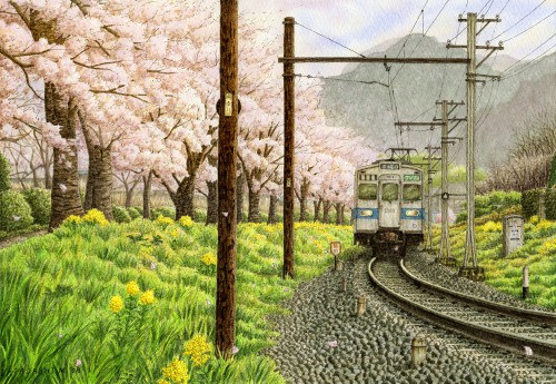 插畫師松本忠的日本郊區電車風光場景插畫推薦