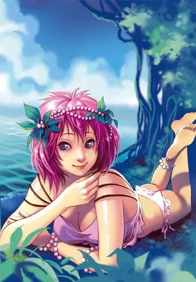 插畫教程|夢幻的海邊卡通女孩