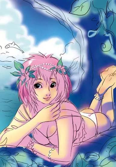 插畫教程|夢幻的海邊卡通女孩