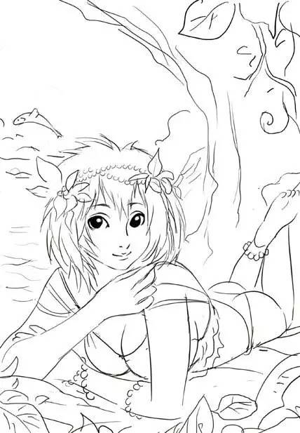 插畫教程|夢幻的海邊卡通女孩