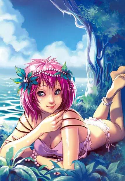 插畫教程|夢幻的海邊卡通女孩