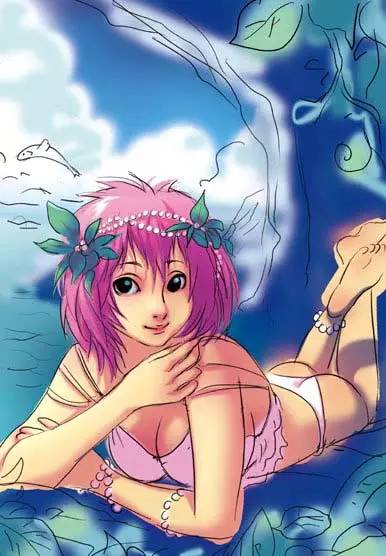 插畫教程|夢幻的海邊卡通女孩