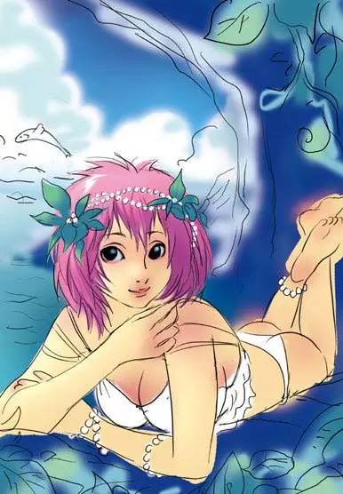 插畫教程|夢幻的海邊卡通女孩