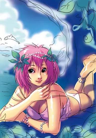 插畫教程|夢幻的海邊卡通女孩
