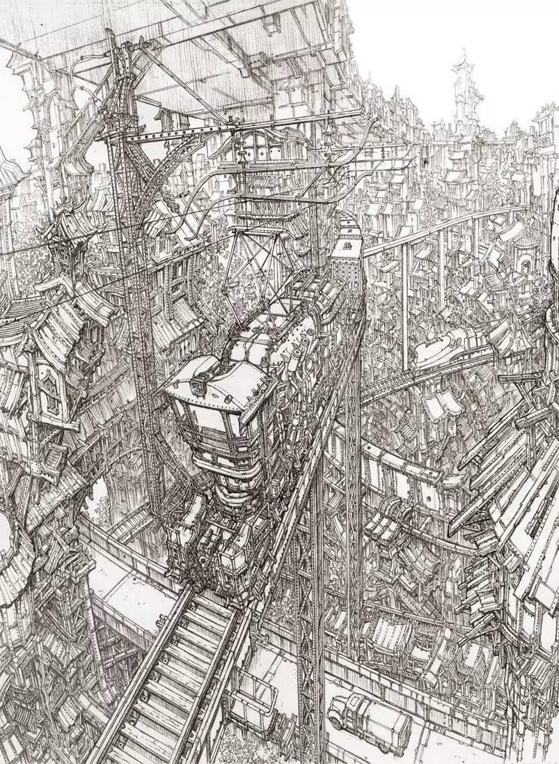 韓國場景原畫第一稱號-線稿之神min seub Jung作品欣賞
