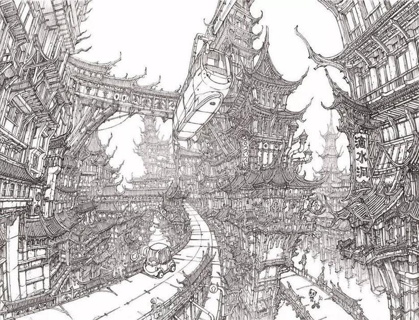韓國場景原畫第一稱號-線稿之神min seub Jung作品欣賞