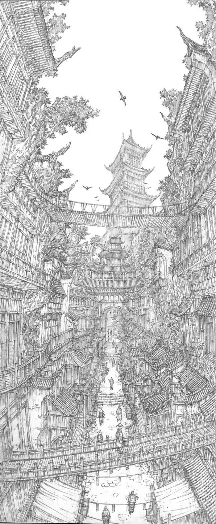 韓國場景原畫第一稱號-線稿之神min seub Jung作品欣賞