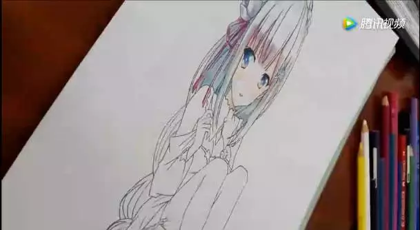 可愛女生的彩鉛3D繪畫