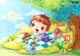 奇天CG學院,商業插畫,積木小孩