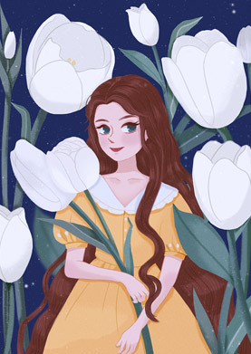 奇天CG學院,視覺插畫,商業插畫： 郁金香少女