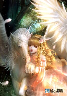 奇天CG學院,奇幻插畫,獨角獸與少女