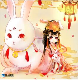 奇天CG學院,奇幻插畫,水墨生肖之Q版兔
