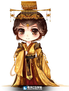 奇天CG學院,奇幻插畫,-女皇Q版