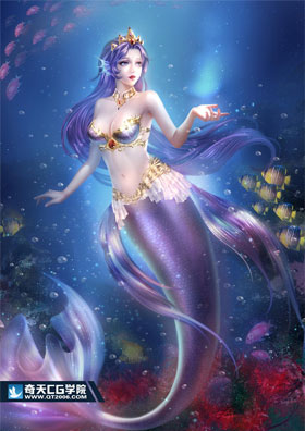 奇天CG學院,奇幻插畫,人魚公主