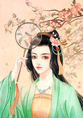 奇天CG學院,奇幻插畫,古風插畫：落花人獨立
