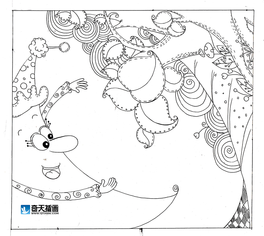 奇天CG學院,手繪插畫,月亮阿姨