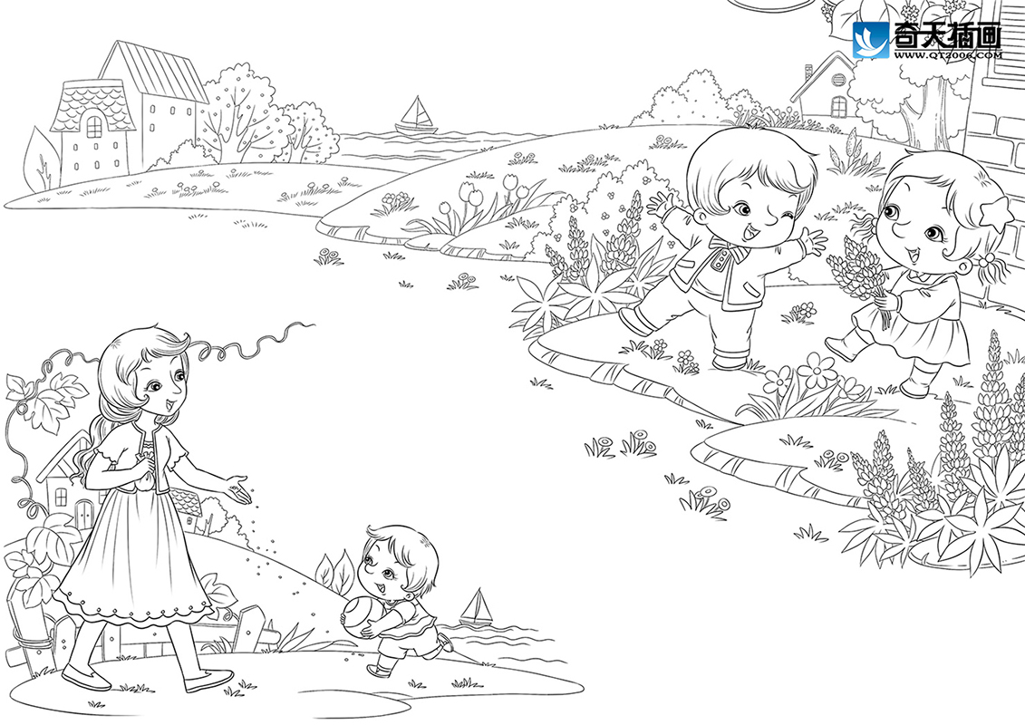 奇天CG學院,手繪插畫,春暖花開