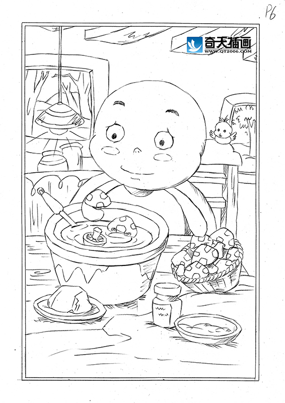 奇天CG學院,手繪插畫,做飯