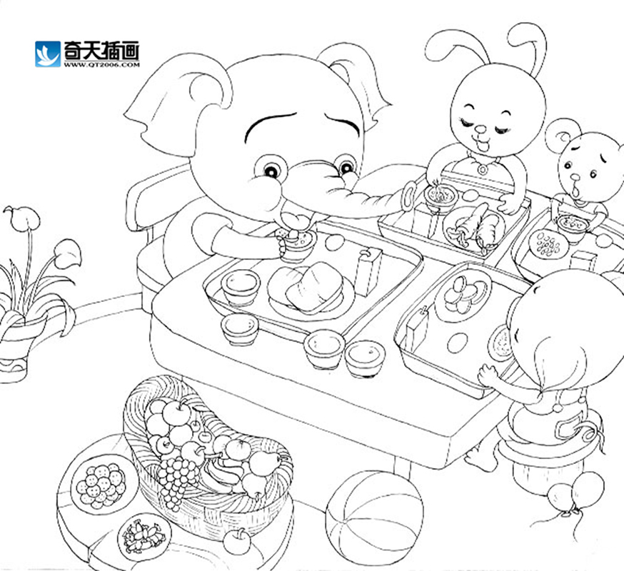 奇天CG學院,手繪插畫,自助餐