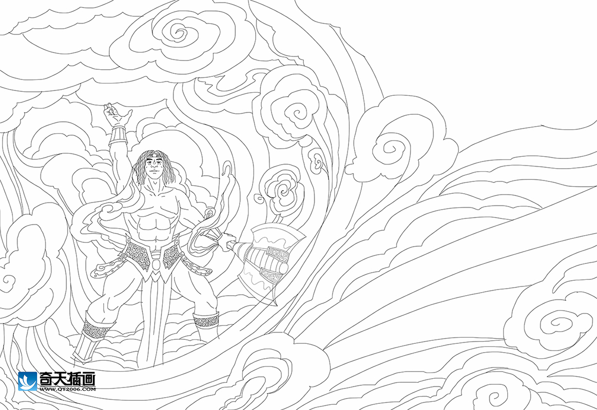 奇天CG學院,手繪插畫,盤古開天