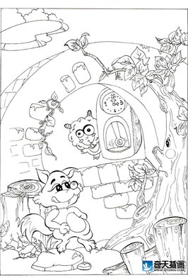 奇天CG學院,手繪插畫,狼和小羊