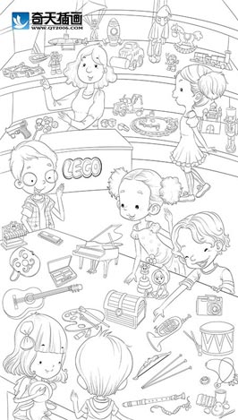 奇天CG學院,手繪插畫,玩具樂園
