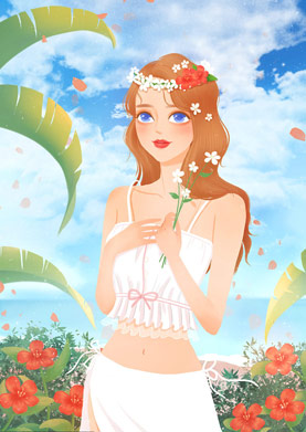 奇天CG學院,視覺插畫,夏威夷女孩