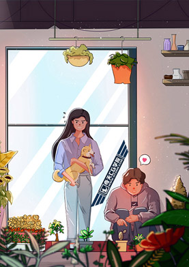 奇天CG學院,視覺插畫,情侶系列-《花店》