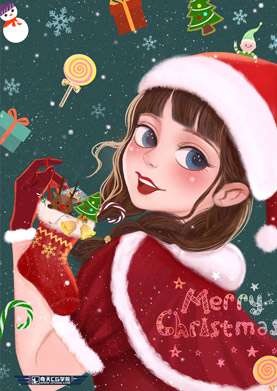奇天CG學院,視覺插畫,圣誕女孩