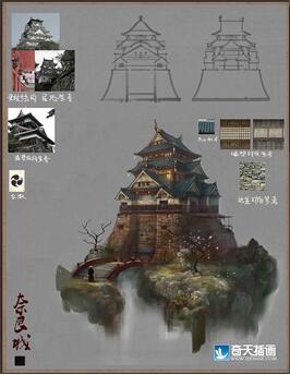 奇天CG學院,游戲場景,和式城堡