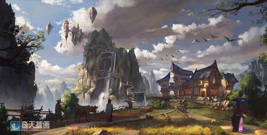 奇天CG學院,游戲場景,中國風場景氣氛圖