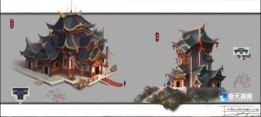 奇天CG學院,游戲場景,功能性古建一組