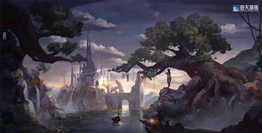 奇天CG學院,游戲場景,山石氣氛圖1
