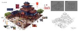 奇天CG學院,游戲場景,秦漢南方酒樓