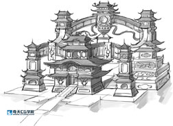 奇天CG學院,游戲場景,中式建筑
