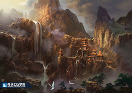 奇天CG學院,游戲場景,云水山莊氛圍