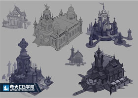 奇天CG學院,游戲場景,歐式建筑建筑