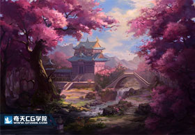 奇天CG學院,游戲場景,櫻花游記
