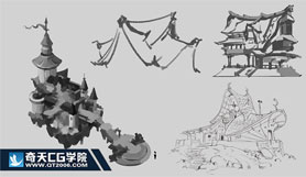 奇天CG學院,游戲場景,物件起稿