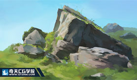 奇天CG學院,游戲場景,石頭習作